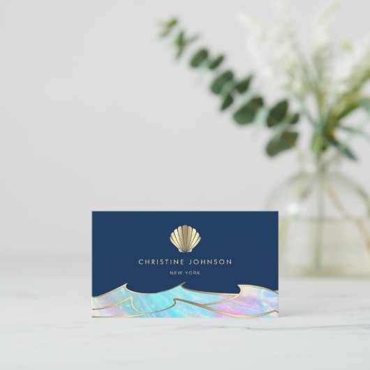 Ocean Waves Seashell logo Design Visitekaartje (Staand voorkant)