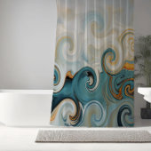 Ocean Waves Strand Blauwgroen Blauw Abstract 74 Douchegordijn