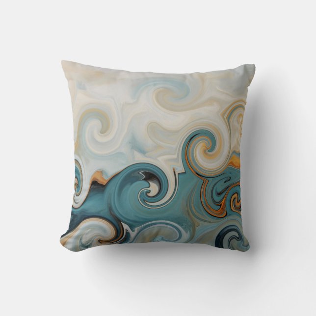 Ocean Waves Strand Blauwgroen Blauw Abstract 74 Kussen (Voorkant)