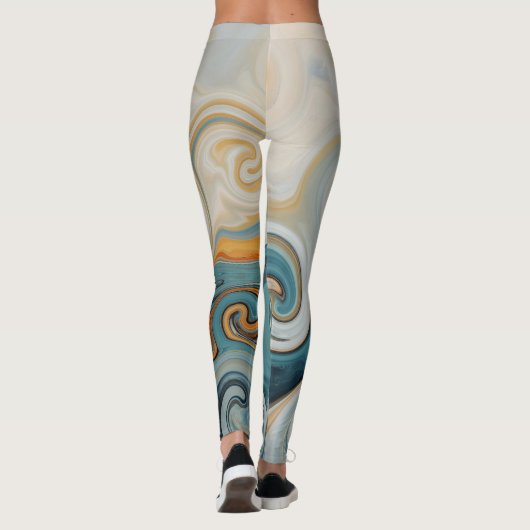 Ocean Waves Strand Blauwgroen Blauw Abstract 74 Leggings (Achterkant)