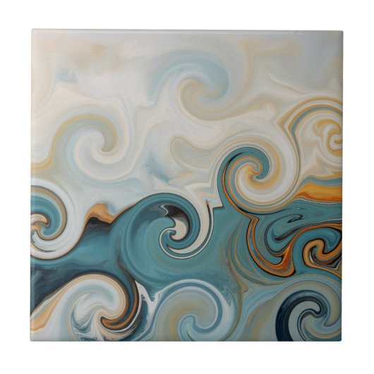 Ocean Waves Strand Blauwgroen Blauw Abstract 74 Tegeltje (Voorkant)