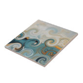 Ocean Waves Strand Blauwgroen Blauw Abstract 74 Tegeltje (Zijkant)