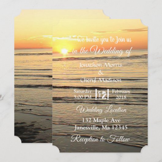 Ocean Waves Sunset Huwelijksuitnodigingen Kaart (Voorkant / Achterkant)