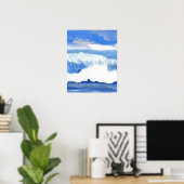 Ocean Waves Taste van het Zee Blue Decor Poster (Thuiskantoor)