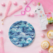 Ocean Waves | Teal Watercolor Aqua Blue Papieren Bordje (Feest)