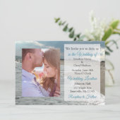 Ocean Waves thema foto bruiloft uitnodigingen (Staand voorkant)