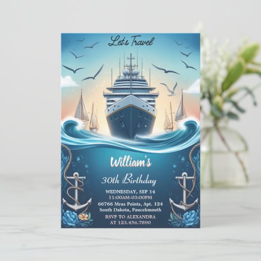Ocean Waves Travel Anker Yacht 30e verjaardag Kaart (Staand voorkant)