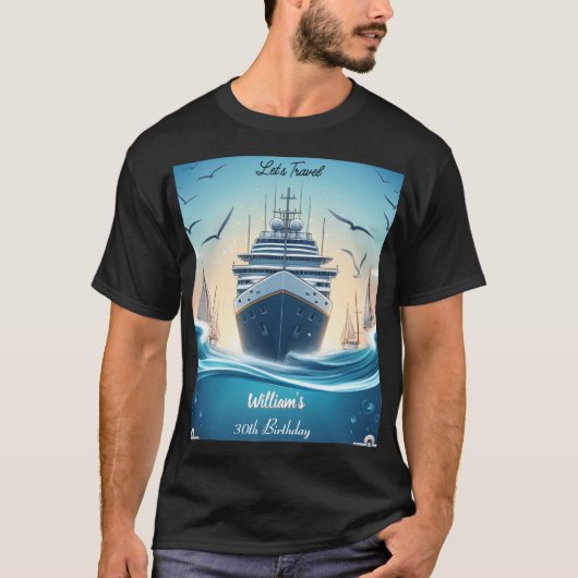 Ocean Waves Travel Anker Yacht 30e verjaardag T-shirt (Voorkant)