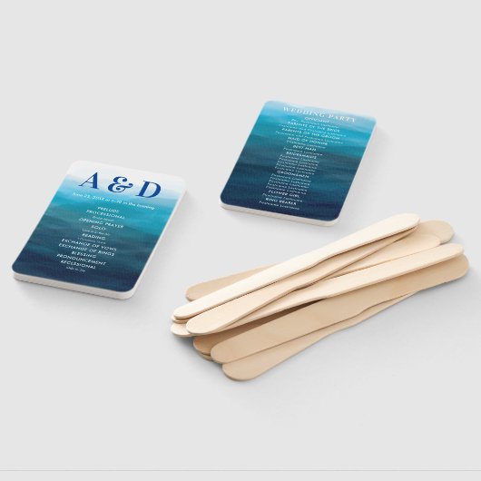 Ocean Waves Trouwprogramma Fan, Blauw Handwaaier (Niet-gemonteerd)