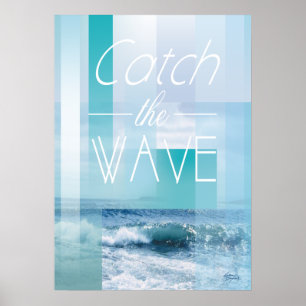 Ocean Waves - Vang de Golf   abstracte blauwvinton Poster