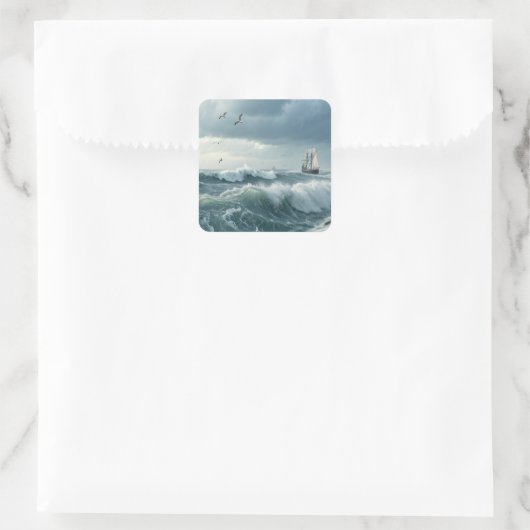 Ocean Waves Vierkante Sticker (Tas)