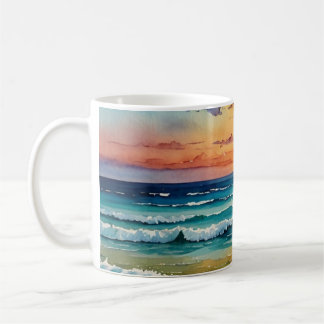 Ocean waves water color mug wrap designs koffiemok