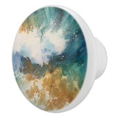 Ocean Waves Waterverf Beach Keramische Knop (Rechts)