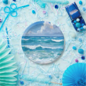 Ocean Waves Waterverf Beach Kustbruiloft Papieren Bordje (Feest)