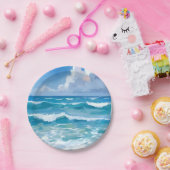 Ocean Waves Waterverf Beach Kustbruiloft Papieren Bordje (Feest)