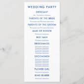 Ocean Waves Waterverf bruiloft programma, blauw Programmakaart (Achterkant)