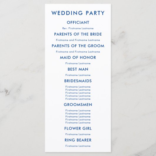 Ocean Waves Waterverf bruiloft programma, blauw Programmakaart (Achterkant)