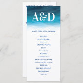 Ocean Waves Waterverf bruiloft programma, blauw Programmakaart (Voorkant / Achterkant)