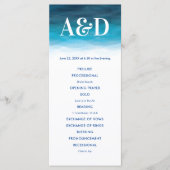 Ocean Waves Waterverf bruiloft programma, blauw Programmakaart (Voorkant)