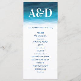 Ocean Waves Waterverf bruiloft programma, blauw Programmakaart
