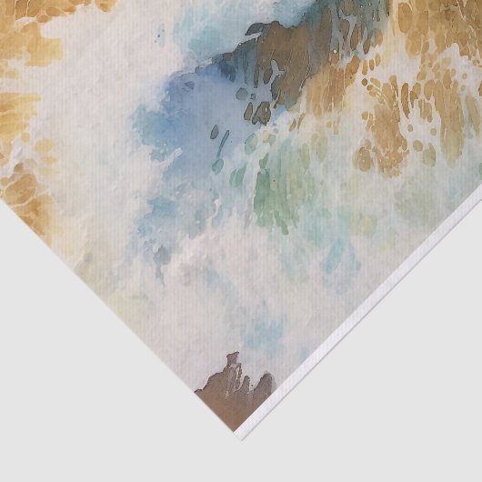 Ocean Waves Waterverf Strand Decoupage Tissuepapier (Detail)