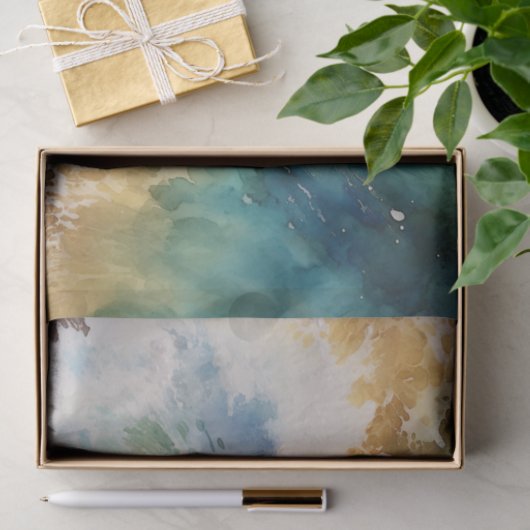 Ocean Waves Waterverf Strand Decoupage Tissuepapier (Geschenk)