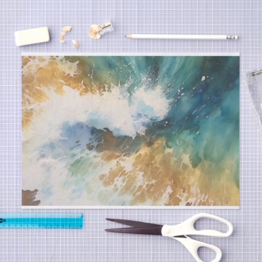 Ocean Waves Waterverf Strand Decoupage Tissuepapier (Craft)