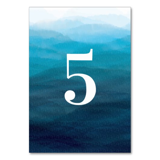 Ocean Waves Waterverf Trouwtafel Aantal Kaarten (Achterkant)