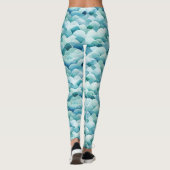 Ocean Waves Waterverf Turquoise Patroon Leggings (Achterkant)