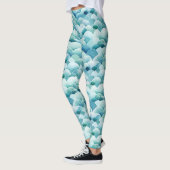 Ocean Waves Waterverf Turquoise Patroon Leggings (Links)