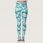 Ocean Waves Waterverf Turquoise Patroon Leggings (Voorkant)
