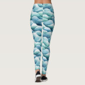 Ocean Waves Waterverf Turquoise Patroon Leggings (Achterkant)