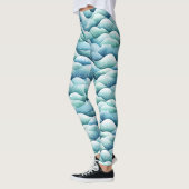 Ocean Waves Waterverf Turquoise Patroon Leggings (Links)