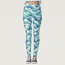 Ocean Waves Waterverf Turquoise Patroon Leggings