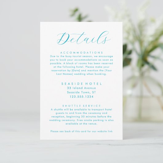 Ocean Waves Wedding Details Hotel Info QR code Informatiekaartje (Staand voorkant)