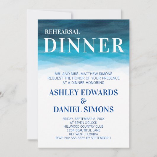 Ocean Waves Wedding Rehearsal Dinner Uitnodiging (Voorkant)