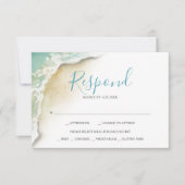 Ocean Waves Wedding Turquoise Blue Reply RSVP (Voorkant)