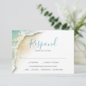 Ocean Waves Wedding Turquoise Blue Reply RSVP (Staand voorkant)