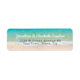 Ocean Waves Wit Zand Strand Kust Etiket