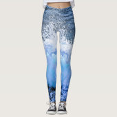 Ocean Waves Zee Coastal Aqua Nautical Beach Zee Leggings (Voorkant)