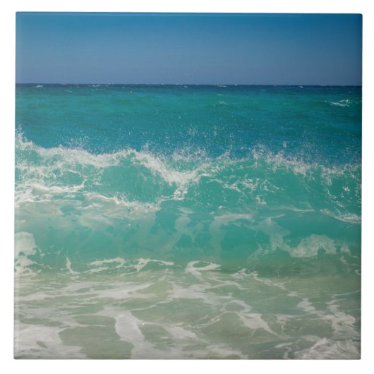 Ocean Waves Zee Coastal Aqua Nautical Beach Zee Tegeltje (Voorkant)