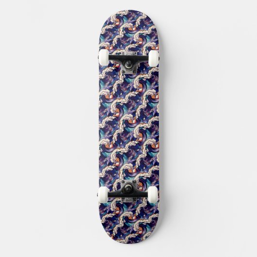 Ocean Waves Zee Japans Abstract Patroon Persoonlijk Skateboard (Voorkant)