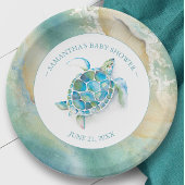 Ocean Waves Zee Turtle Baby shower Paper Bord