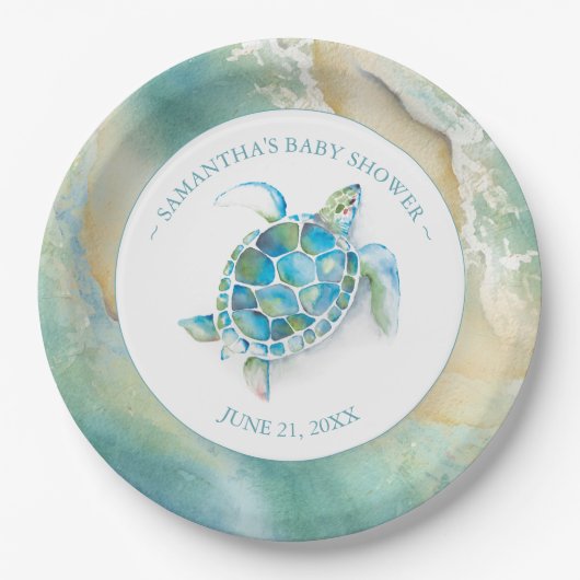 Ocean Waves Zee Turtle Baby shower Paper Bord (Voorkant)