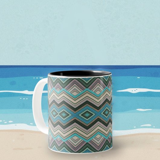 Ocean Waves Zig Zags & Stripes Tweekleurige Koffiemok