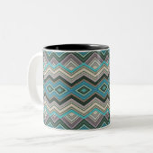 Ocean Waves Zig Zags & Stripes Tweekleurige Koffiemok (Voorkant links)