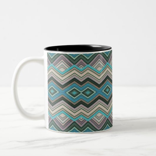Ocean Waves Zig Zags & Stripes Tweekleurige Koffiemok (Links)