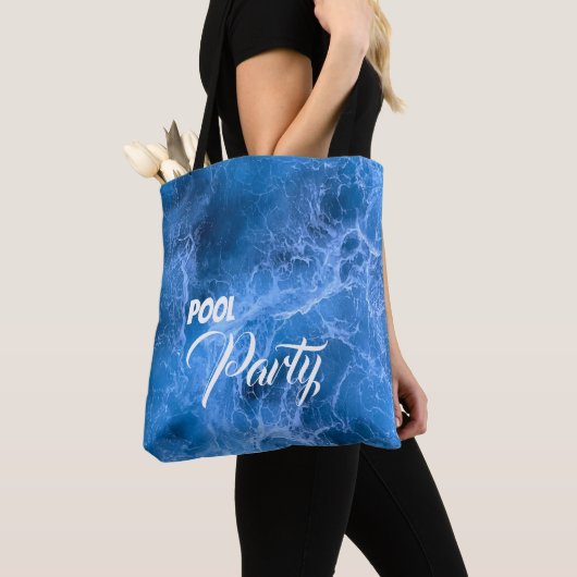 Ocean waves Zwembad Party blauw wit water aanpasse Tote Bag (Dichtbij)