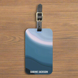 Ocean Wavy Blue Waterverf Zomerreizen Bagagelabel