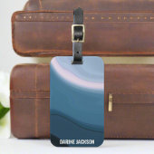 Ocean Wavy Blue Waterverf Zomerreizen Bagagelabel